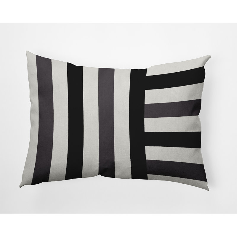 Coussin décoratif rayé en polyester pour l'intérieur et l'extérieur, H 14 po x l 20 po, Rectangle