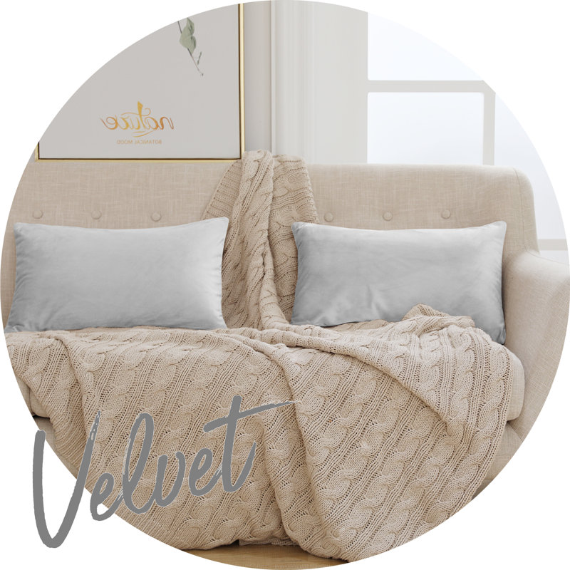 Rectangular Velvet Pillow Cover, Light Gray
