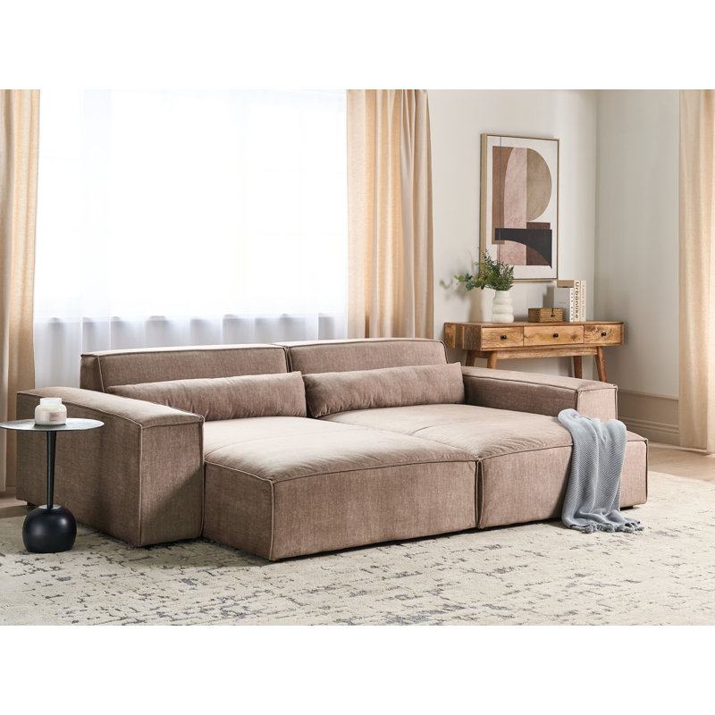 Netanya Upholstered Chaise Lounge, Right Hand Facing, Brown Fabric