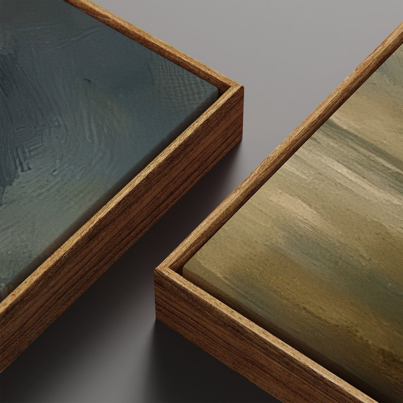 «Stormy Horizon Cloudscape Art For Room», ensemble de 2 reproductions d'art encadrées sur toile 60 po 2 pièces, Naturel