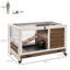 Elevated Rabbit Cage, With Solid Wood And No Leak Tray, Easy To Clean, Brown For Pets Wooden Protective Painting Roof, Small