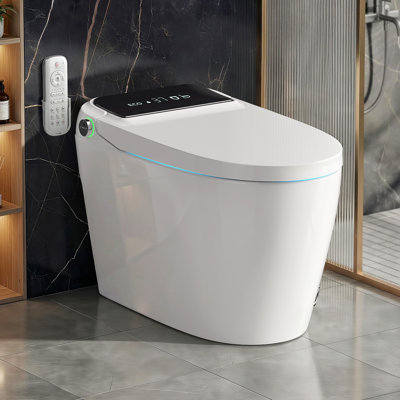 BCANHOME Smart Toilet With Tankless Bidet Wash, Auto-open Lid/seat, 1.28 Gallons Auto Dual Flush, Heat Seat, Warm Wash/dryer, Soft Closing, Remote Control