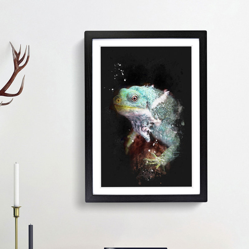 Fiji Iguana - Framed Print, 63cm H x 45cm W x 2cm D, Black Framed