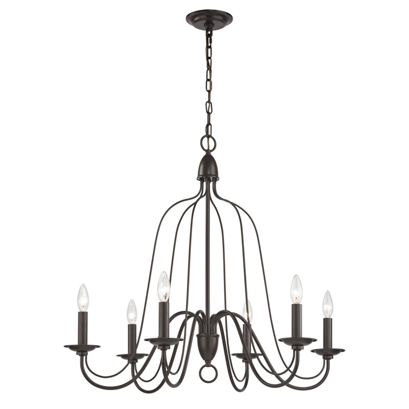 Lustre à 6 lumières de 30 po de largeur Monroe - Bronze huilé