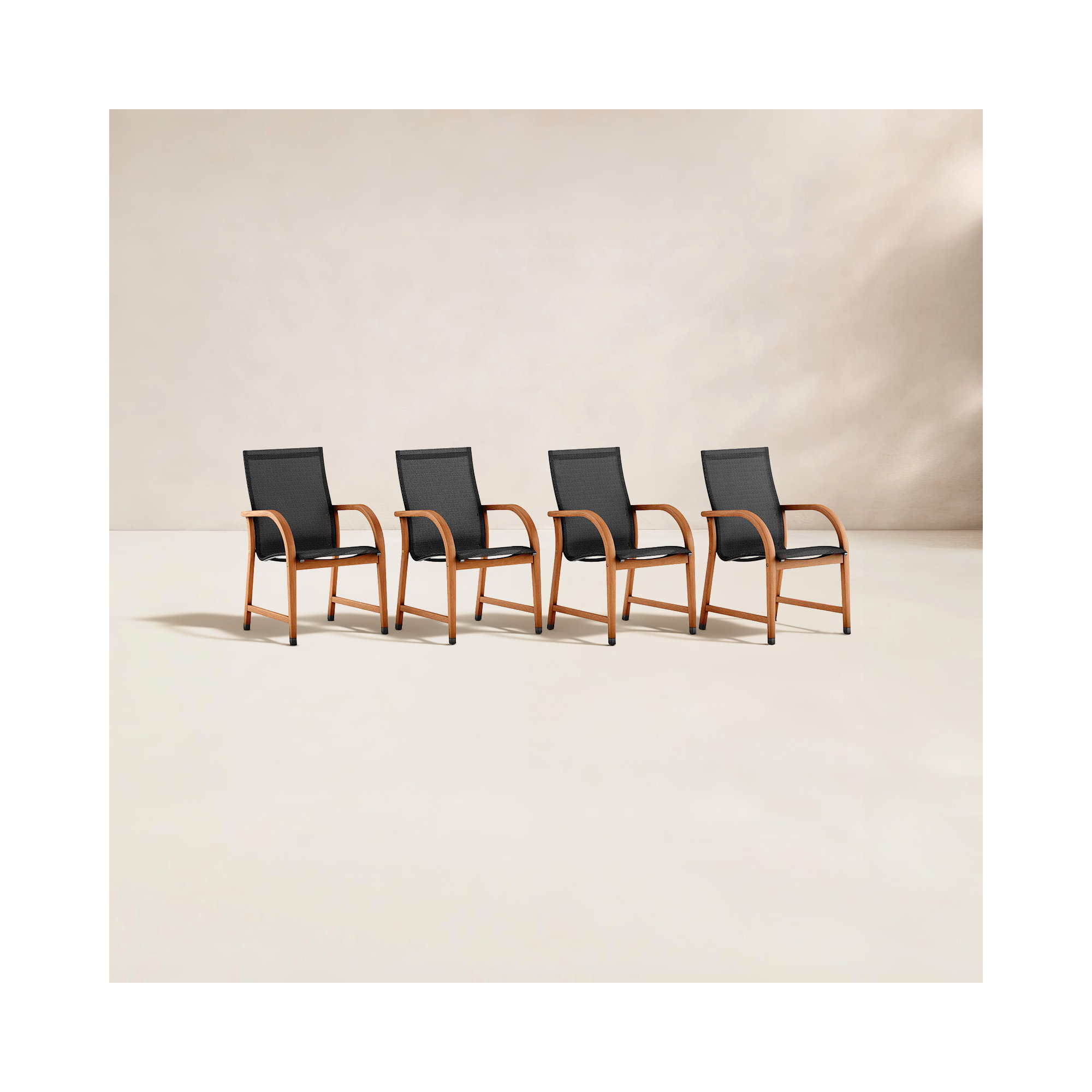 Alyisa Wood Modern Patio Dining Chair, Black
