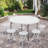 Round Foldable Plastic Table Collapsible Circular Steel Frame with Carry Handle-75185294-71837340