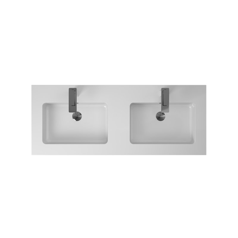 Ensemble de meuble-lavabo flottant double 48 "avec comptoir blanc Massias