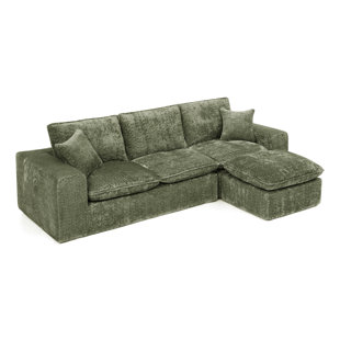 Luxurious 107'' Boucle Sectionals, Modern Green Design For Homes