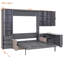 Grand lit escamotable mural avec rangement hydraulique, canapé, tablettes et tiroirs, éclairage DEL / USB, panneau gris foncé, canapé beige-129025318