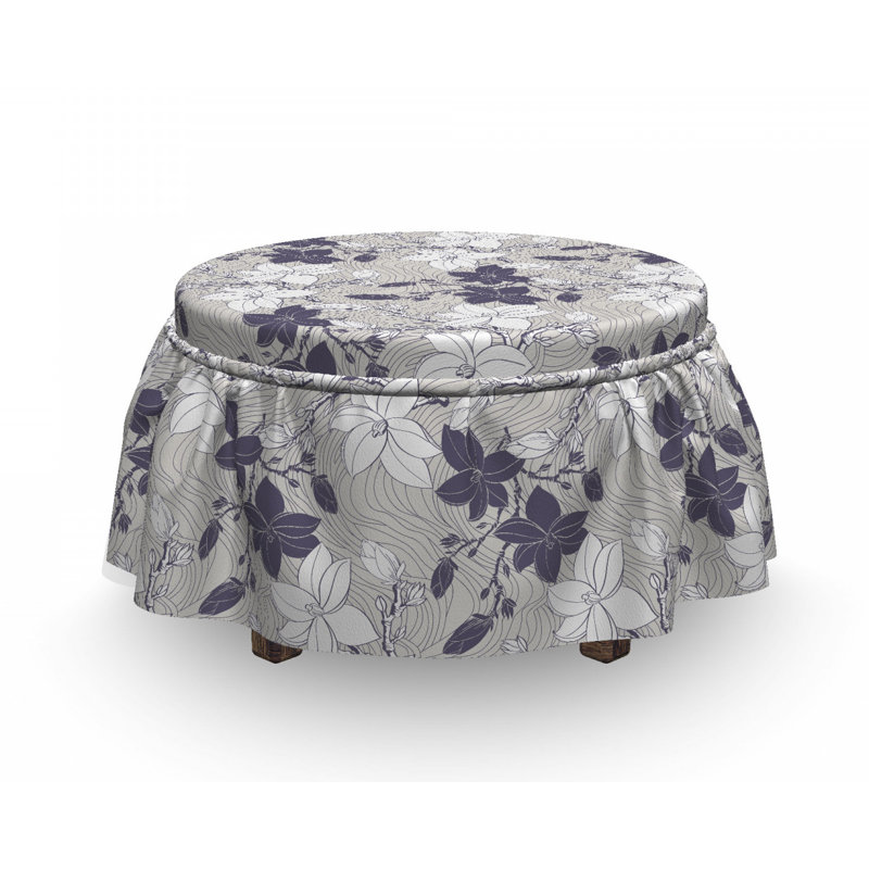Housse pour repose-pieds magnolia à fleurs