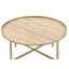 Table basse à plateau rond en chêne et or
