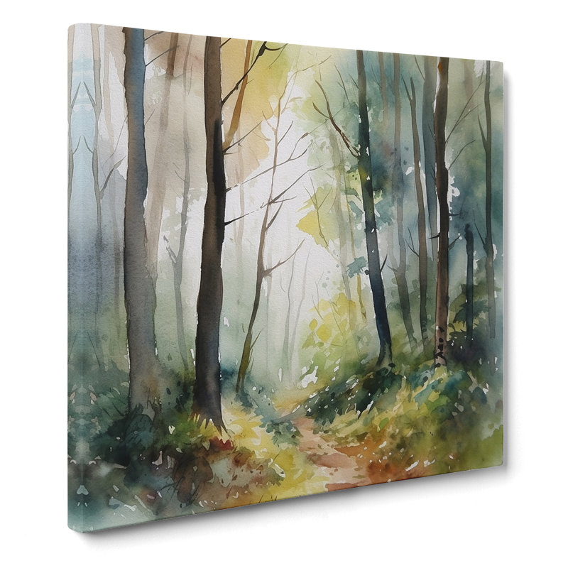 Forest Watercolour No.1 - Wrapped Canvas, 35cm H x 35cm W x 3cm D