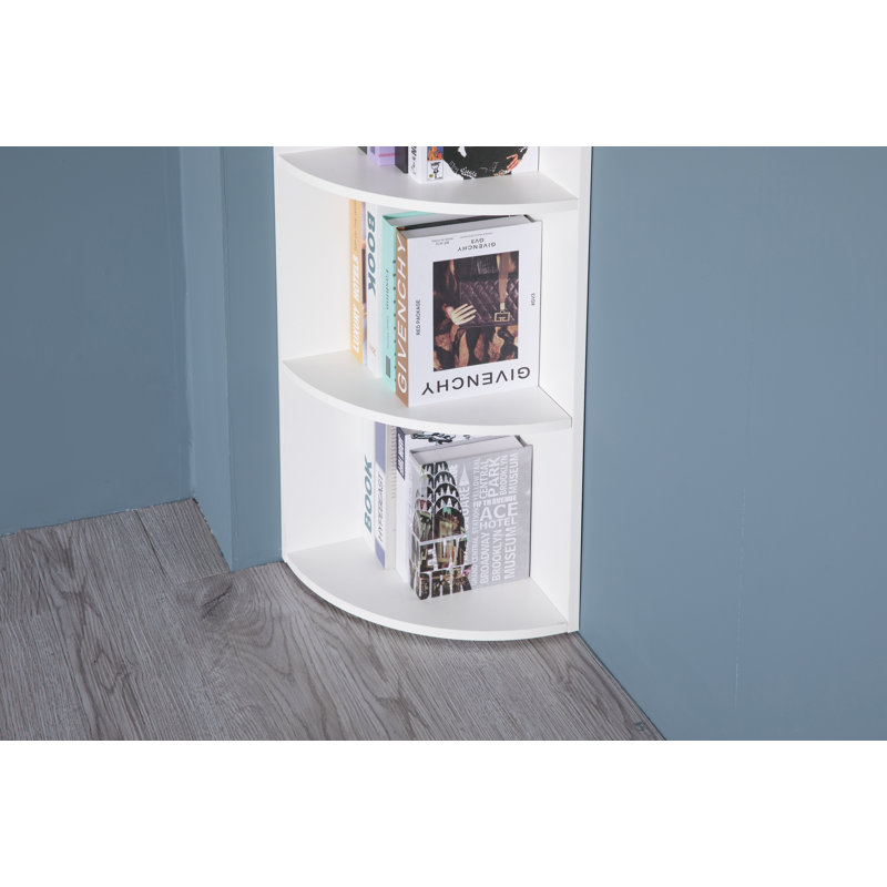 Bibliothèque d'angle en bois à 4 niveaux de base Basic Basic, Blanc