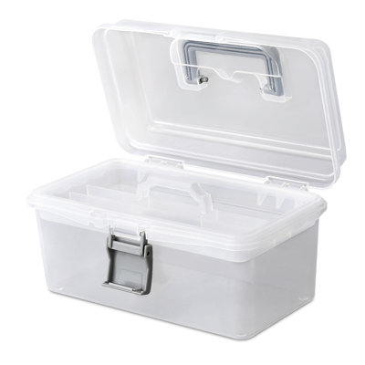 8" Plastic Tools Tackle Box Craft Art Organizer Box Storage Container With Handle And Removable Tray