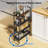 4 Tier Slim Storage Cart, 5.9In Slim Kitchen Cart On Wheels For Small Space, Narrow Rolling Cart With Wooden Top Metal Handle And Wire Mesh