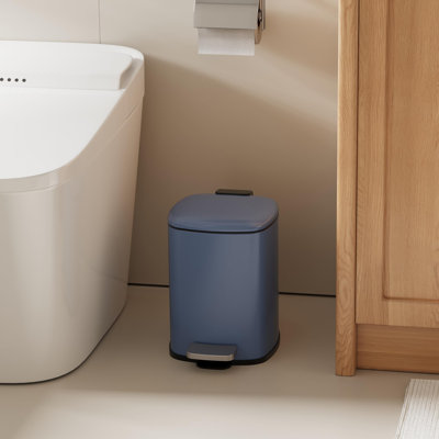 Poubelle à pédale en acier inoxydable de 6 litres avec couvercle à fermeture douce et seau intérieur amovible – Bleue pour la cuisine, la salle de bain et le bureau