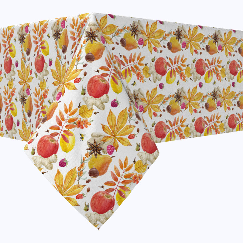 Fall Time Fruits & Leaves Cotton Rectangles Floral, 120" x 52"