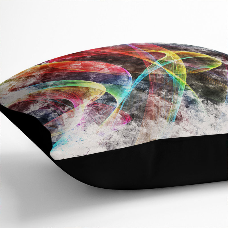 Rainbow Smoke Vol (2) Square Throw Cushion, 40cm H x 40cm W x 15cm D, Black