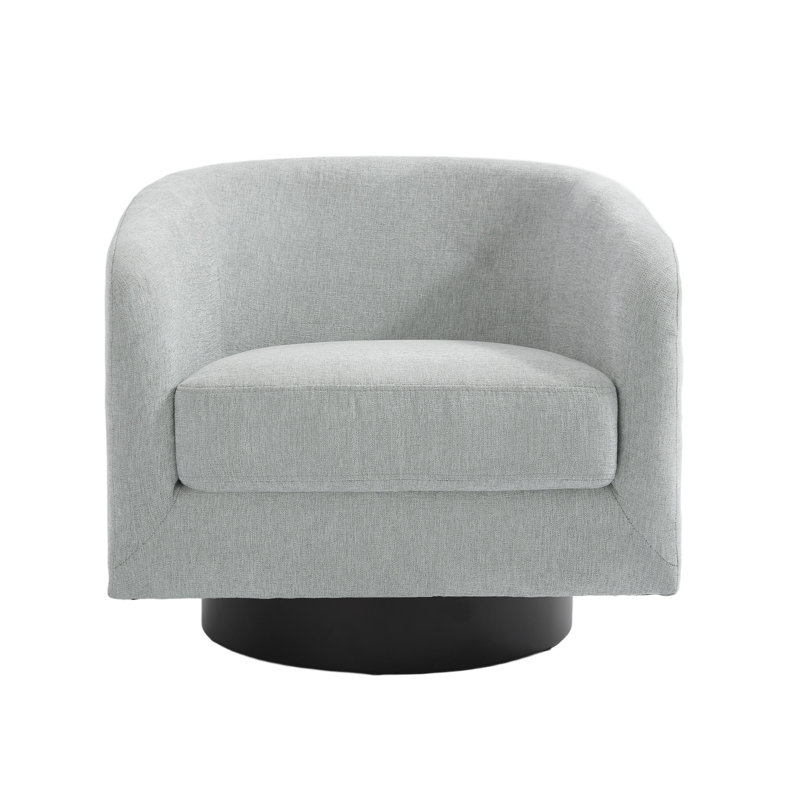 Upholstered Chenille Swivel Barrel Chair, Light Grey
