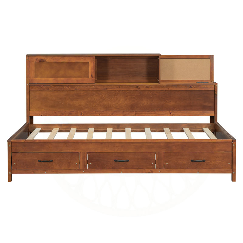 Versatile Wooden Daybed with Multiple Functionalities for Relaxation and Organization