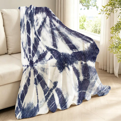 Jeté en flanelle transparente ultra douce, imprimé abstrait Batik Tie Dye