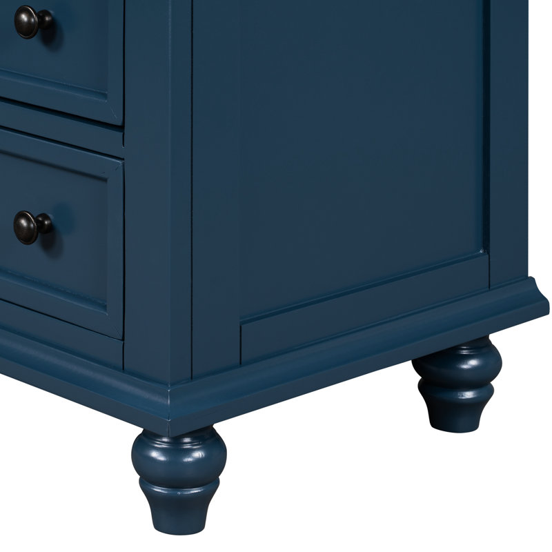 Table de bout polyvalente avec 3 tiroirs et plateau de rangement en bois Ustyle - bleu et polyvalent, Bleu