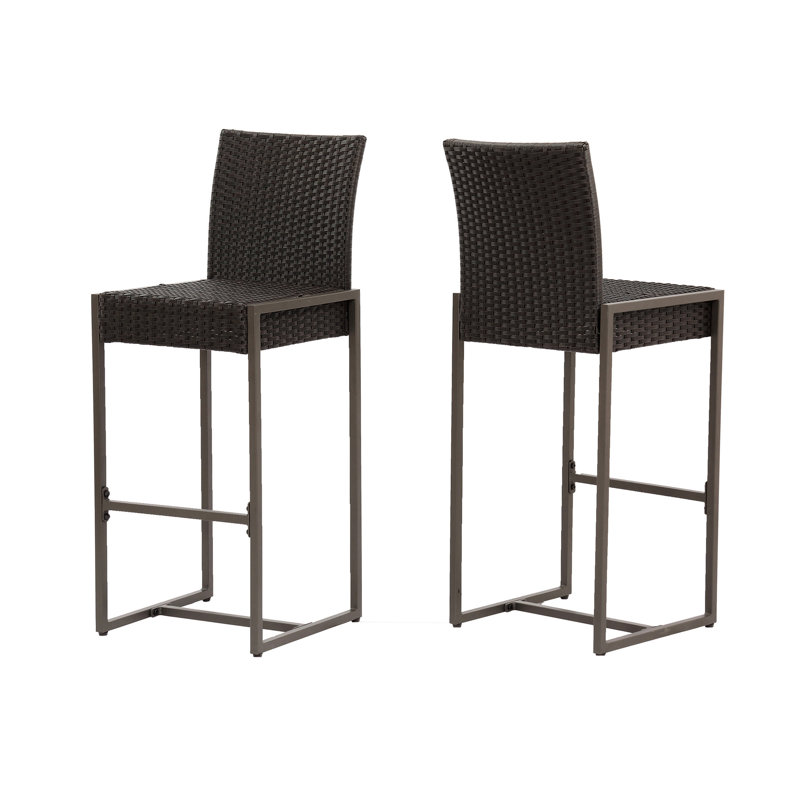 Extérieur 2 - Style transitionnel, brun foncé / gris, structure en fer noir, 2 pièces à assembler durables, brun, P 20,14 po x l 16,85 po, H 44,09 po, hauteur d'assise requise, 30,00 po