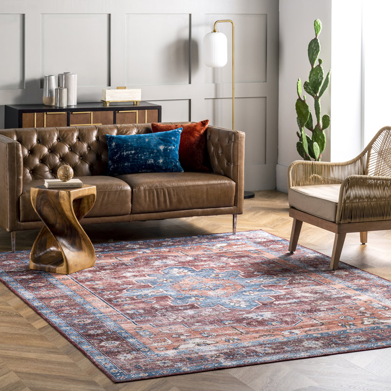 Zena SpinClean Medallion Machine Washable Area Rug, Rectangle 8' x 10'