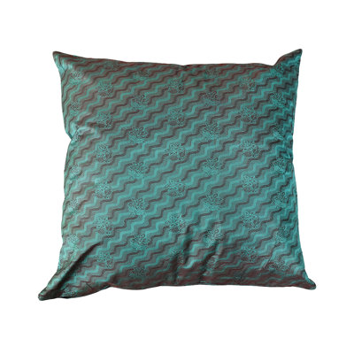 Handmade 16''X16'' Decorative Floral Silk Green Cushion Cover Indoor, Pack of 1