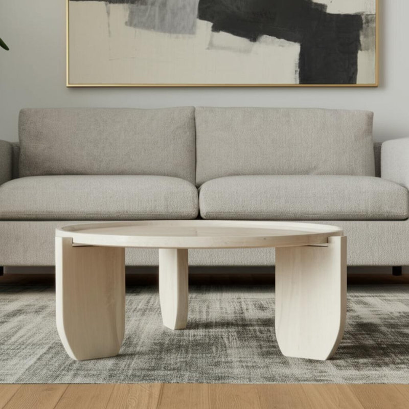  30" Natural Genuine Marble and Marble Round Coffee Table – Glam Faux Marble