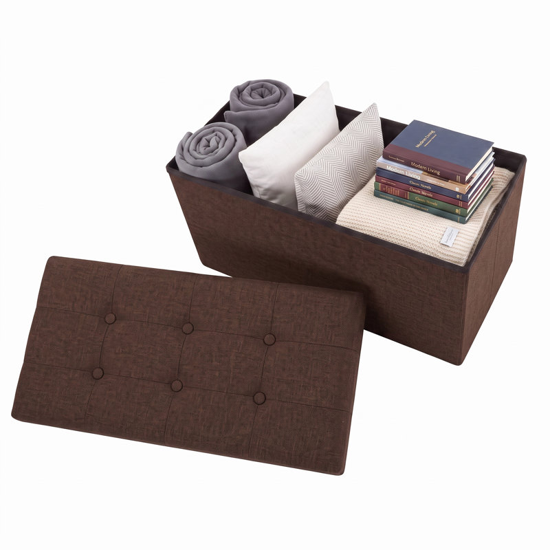Repose-pieds de rangement pliant avec bac amovible Lavish Home, Brun