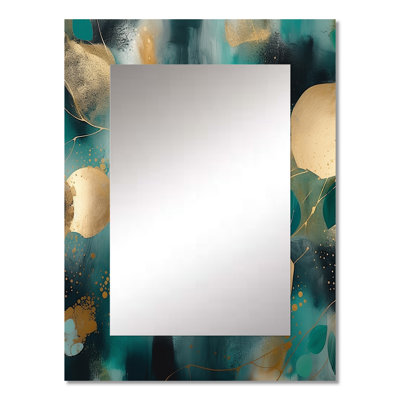 Green Gold Marbled Meditations IV - Marble Large Wall Mirror, Green Decorative Mirror, Printed Metal Art