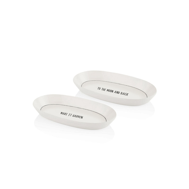 Elegant Ceramic Platter Set (2 Pieces), White, 11.4 x 5.9 x 0.8 inches | 100% Dishwasher Safe | Perfect for Serving Appetizers, Dishes & Desserts | Stylish & Functional for Any Occasion