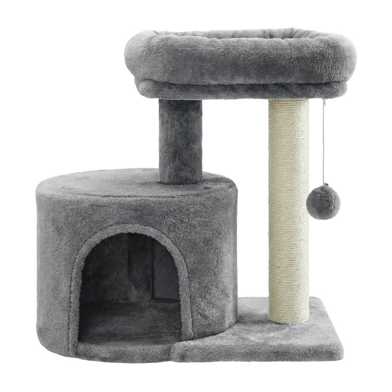 Tour pour chat avec condo et poteau à griffes pour petits espaces, Light Gray
