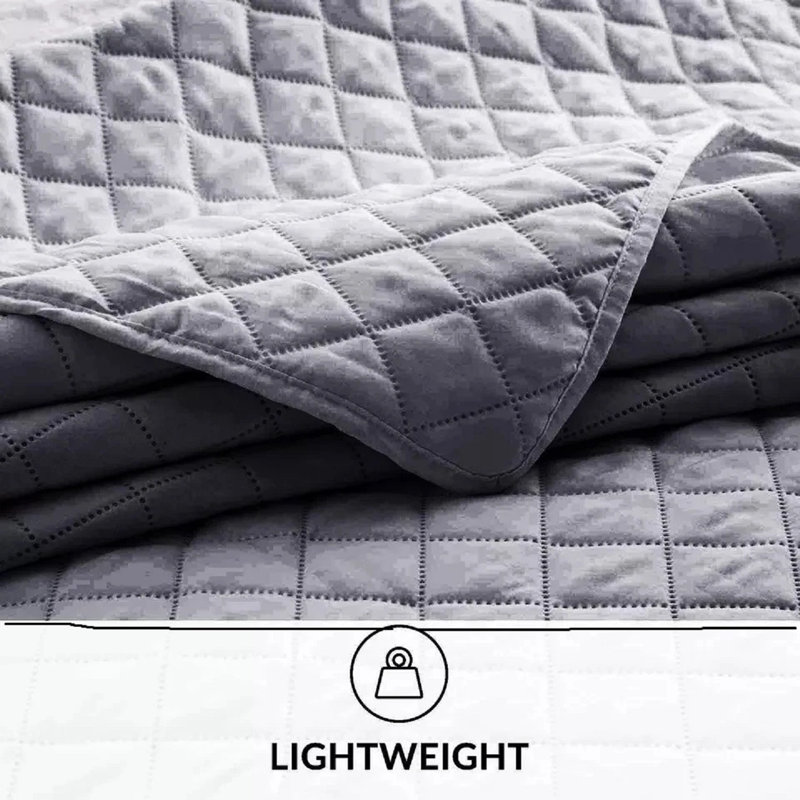 Microfiber Bedspread with Pillow Shams Included, Double Bedspread + 2 Standard Shams, Grey