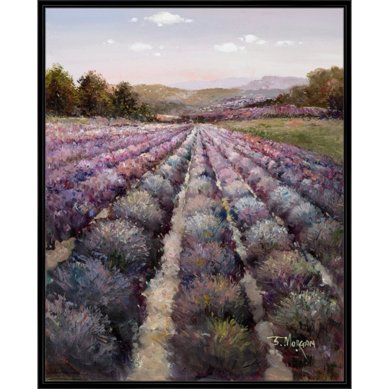 Lavender Fields Forever - cadre flottant, reproduction d'art sur toile, Noir
