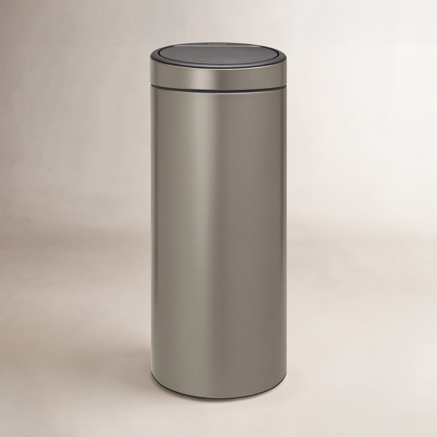 Brabantia 8gal Touch Top Trash Can, Platinum