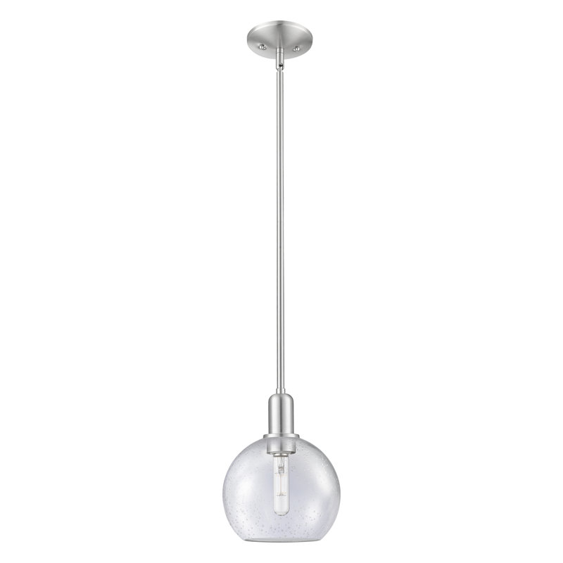 Mini-luminaire suspendu 1 lumière Arcadia - Athens, Nickel satiné brossé, H 7 po x l 8 po x P 8 po, Grainé