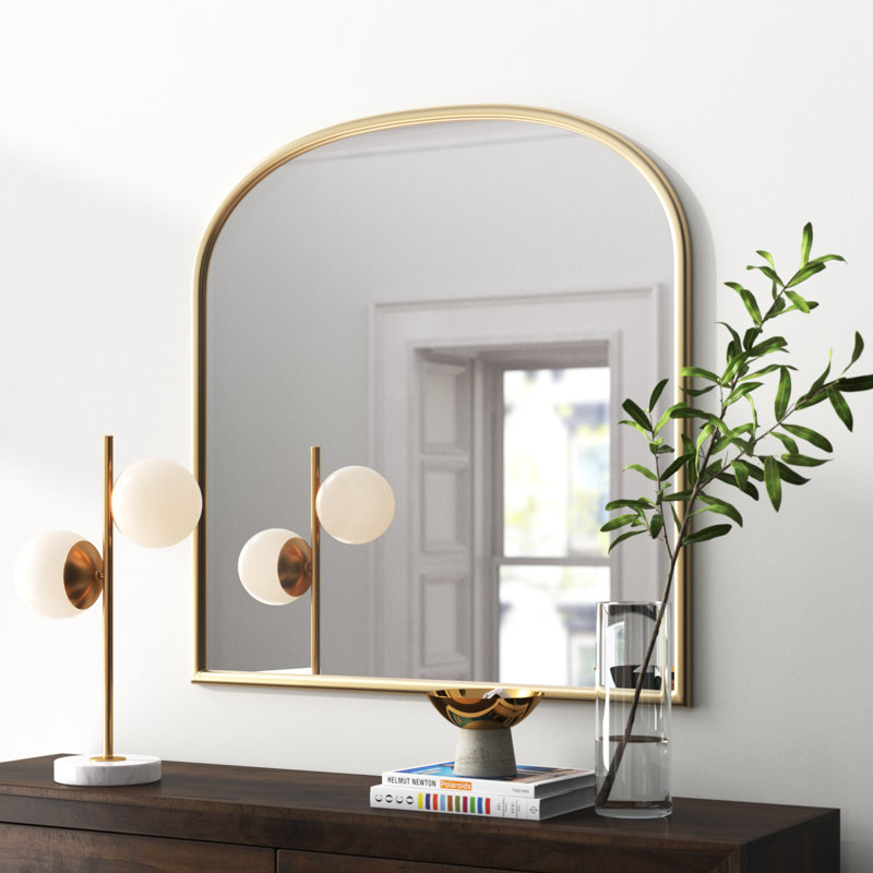 Miroir de salle de bain Bhavith, Or, 40 po x 33,8 po