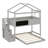 Pine Wood House-Shaped L Bunk Bed With Storage Staircase, Blackboard And Wooden Slats Support-1516734264
