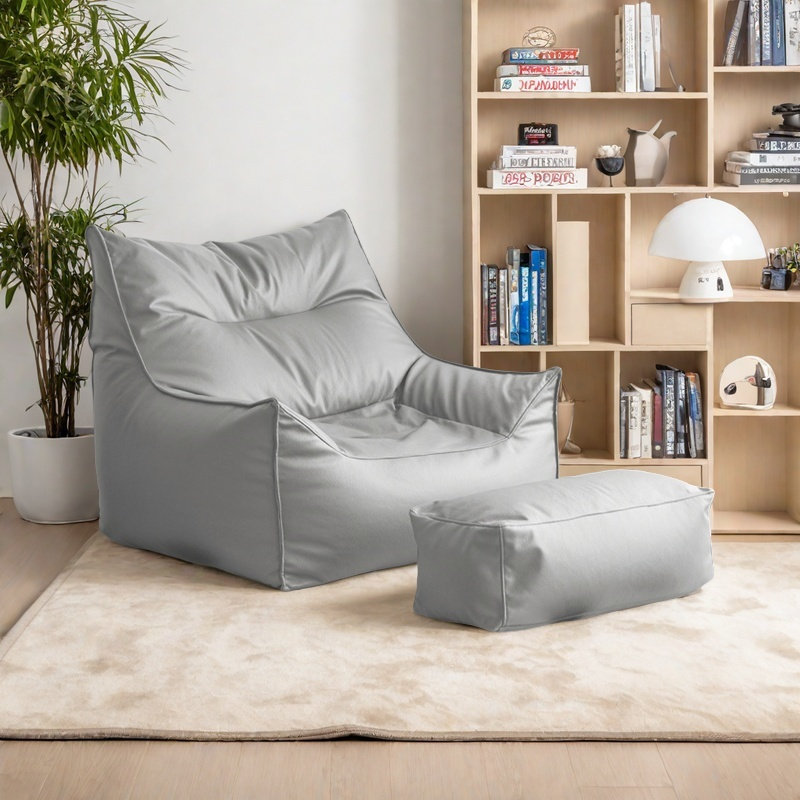 Retro minimalist bean bag sofa, Grey Faux Leather
