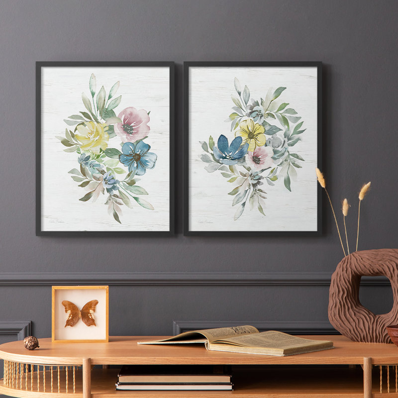 «Spring Meadow Arrangement I», reproduction encadrée de qualité supérieure - prête à être accrochée - aucun clou requis - aucun clou requis