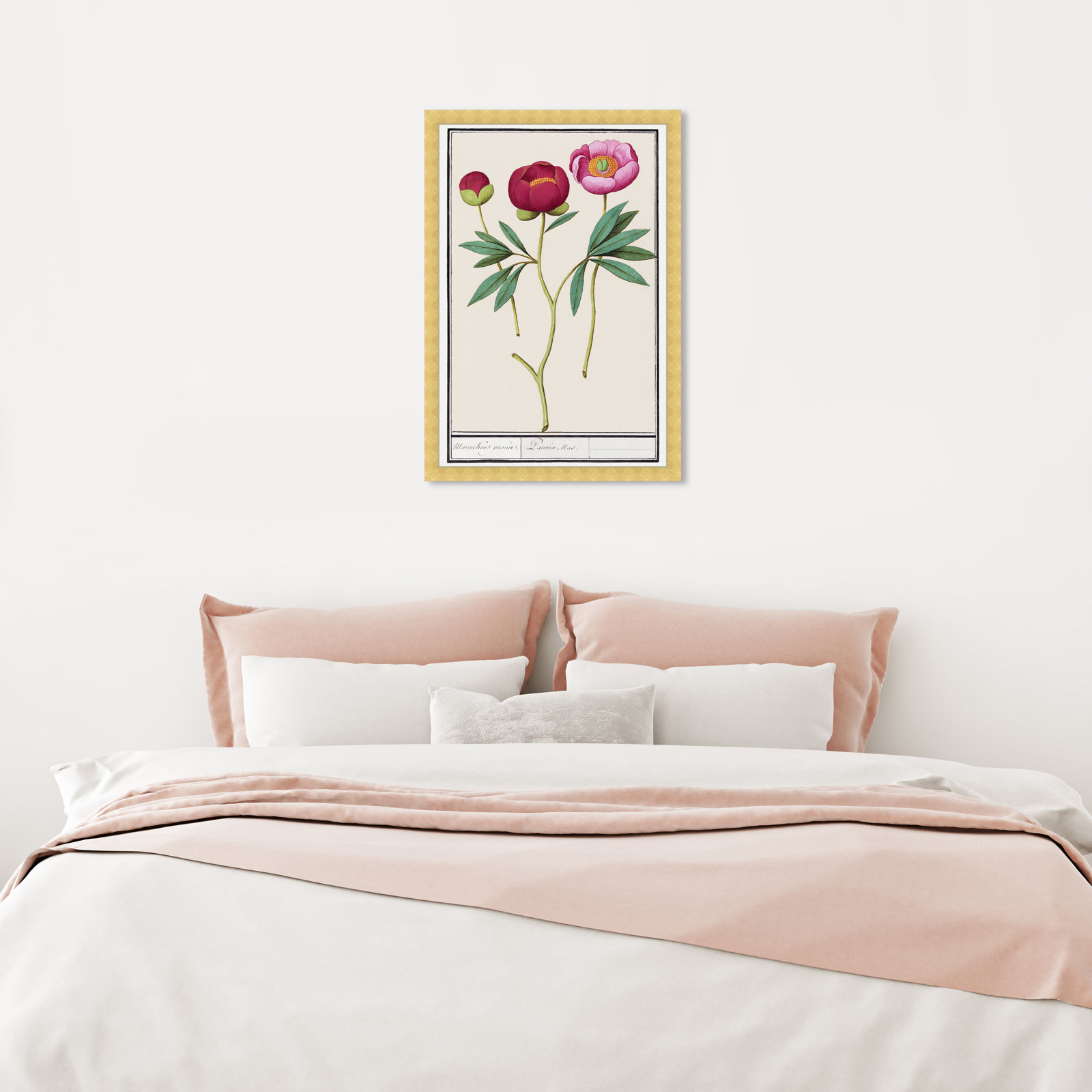 Red And Pink Peony Botanical Study by Oliver Gal, Gold, 26" H x 18" W