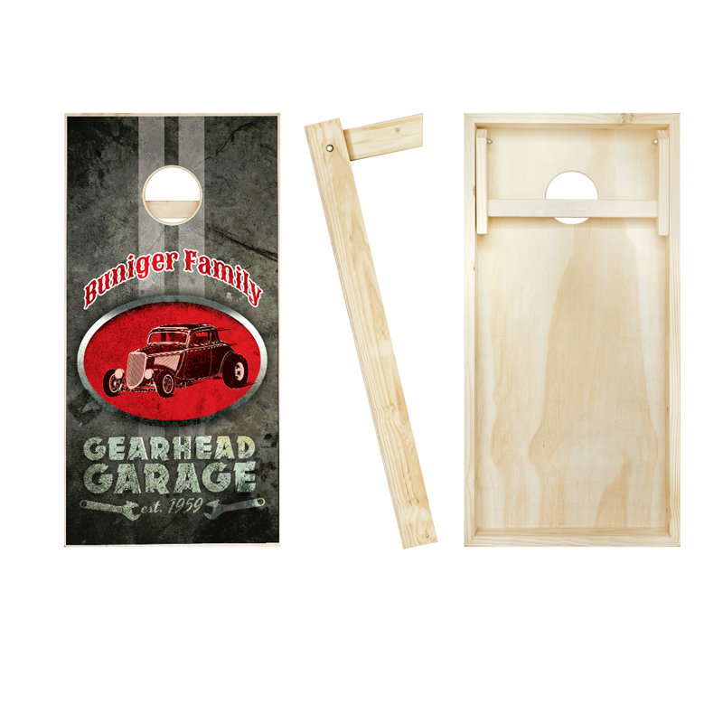 Ensemble de jeu de cornhole en bois massif 2 'x 4' avec sacs Gearhead, Rouge / royal