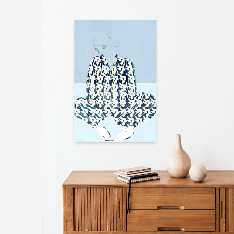 «Pajama Woman», art abstrait abstrait tropical, fruits, H 24 po x l 16 po