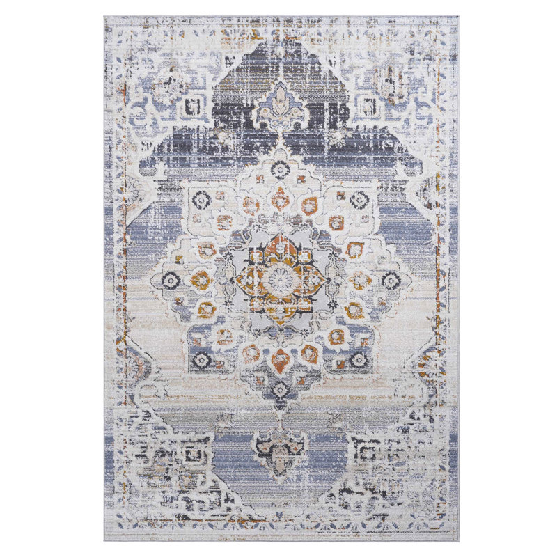 8X10 Cream/Gold Medallion Stain Area Rug. Non-Shedding, Fashionable For Home. Living Room, Bedroom, Dining Office. Pet & Approved, Easy To Renew Non-Shedding , Elegant , Simple Maintenance Steps