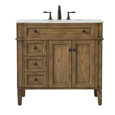 Rivers 36'' Single Bathroom Vanity with Carrara Marble Top