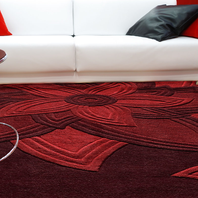 Tapis rouge en laine touffeté à la main Cloninger, Rectangle 8 pi x 10 pi