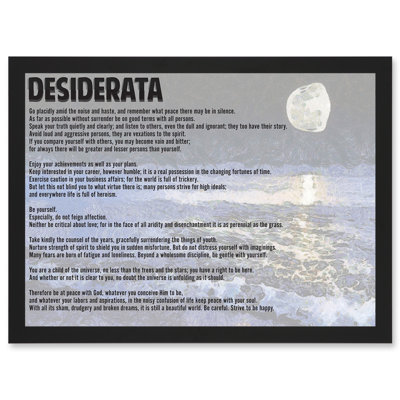Desiderata Ehrmann Go Placidly Amid Noise Haste - Single Picture Frame Print