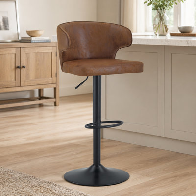 Modern rotating adjustable bar chair, suede with backrest swivel chair